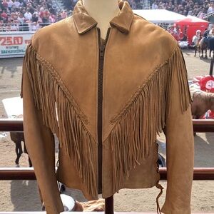 Tan Fringe Leather Jacket